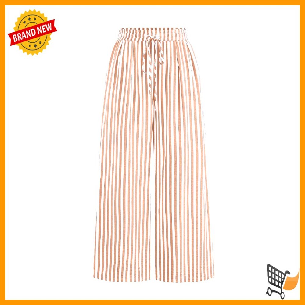 Floral Wide Leg Palazzo Pants Elastic Waist Lightweight Lounge